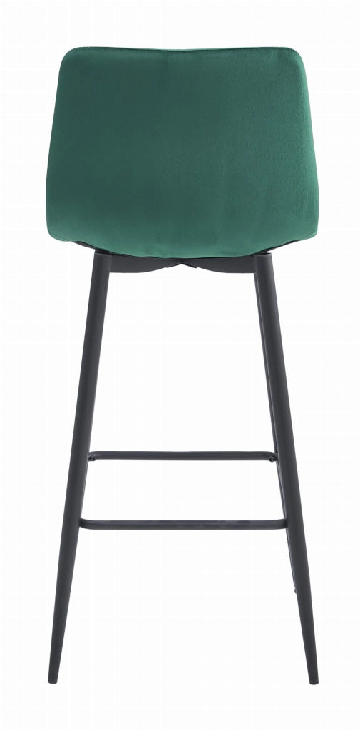 Sgabello Valora KODA in velluto verde scuro con gambe nere