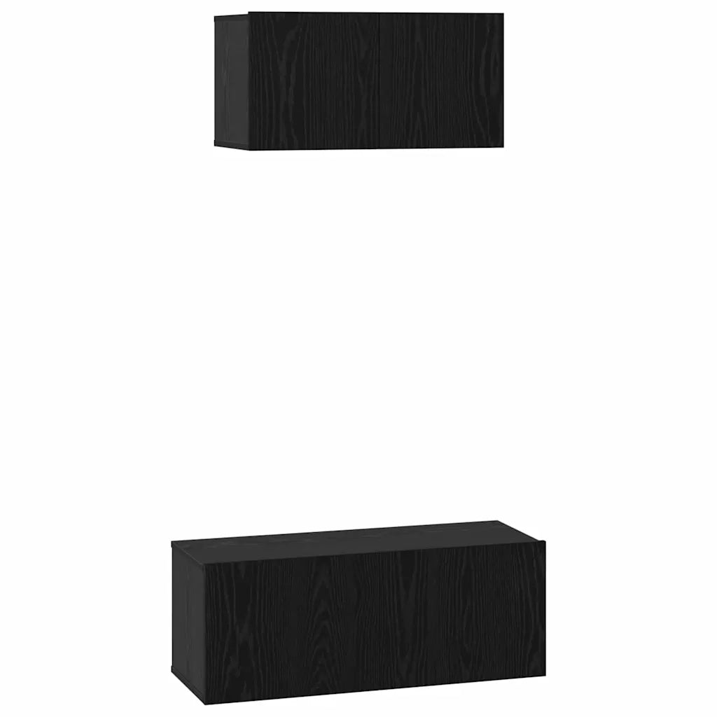 Set mobile TV 2 pcs Rovere Nero Legno multistrato 3393382
