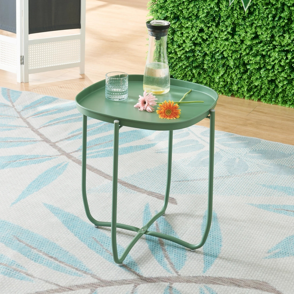Tavolino Sandefjord con Vassoio Quadrato Rimovibile - Verde [en.casa]