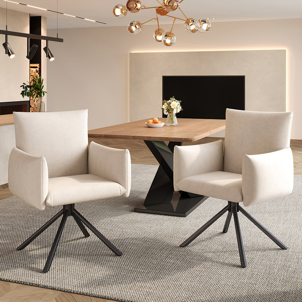 Sedia-Xylo-Lotto 2 girevole 360?? velluto beige supporto lombare