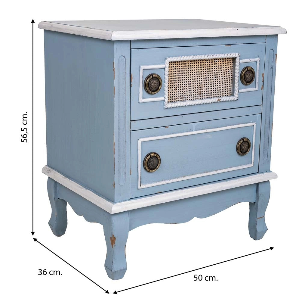 Comodino in legno blu 50x36x56,5