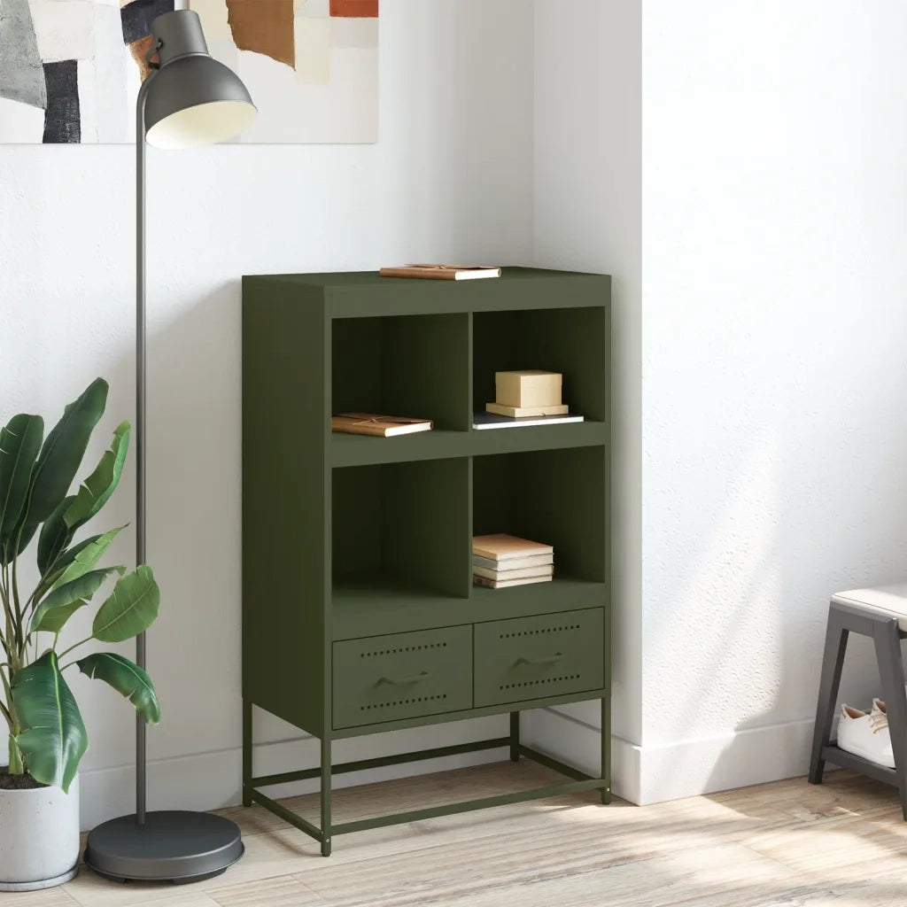 Credenza | Madia | Buffet da pranzo | Armadio da pranzo Verde Oliva 68x39x111,5 cm in Acciaio