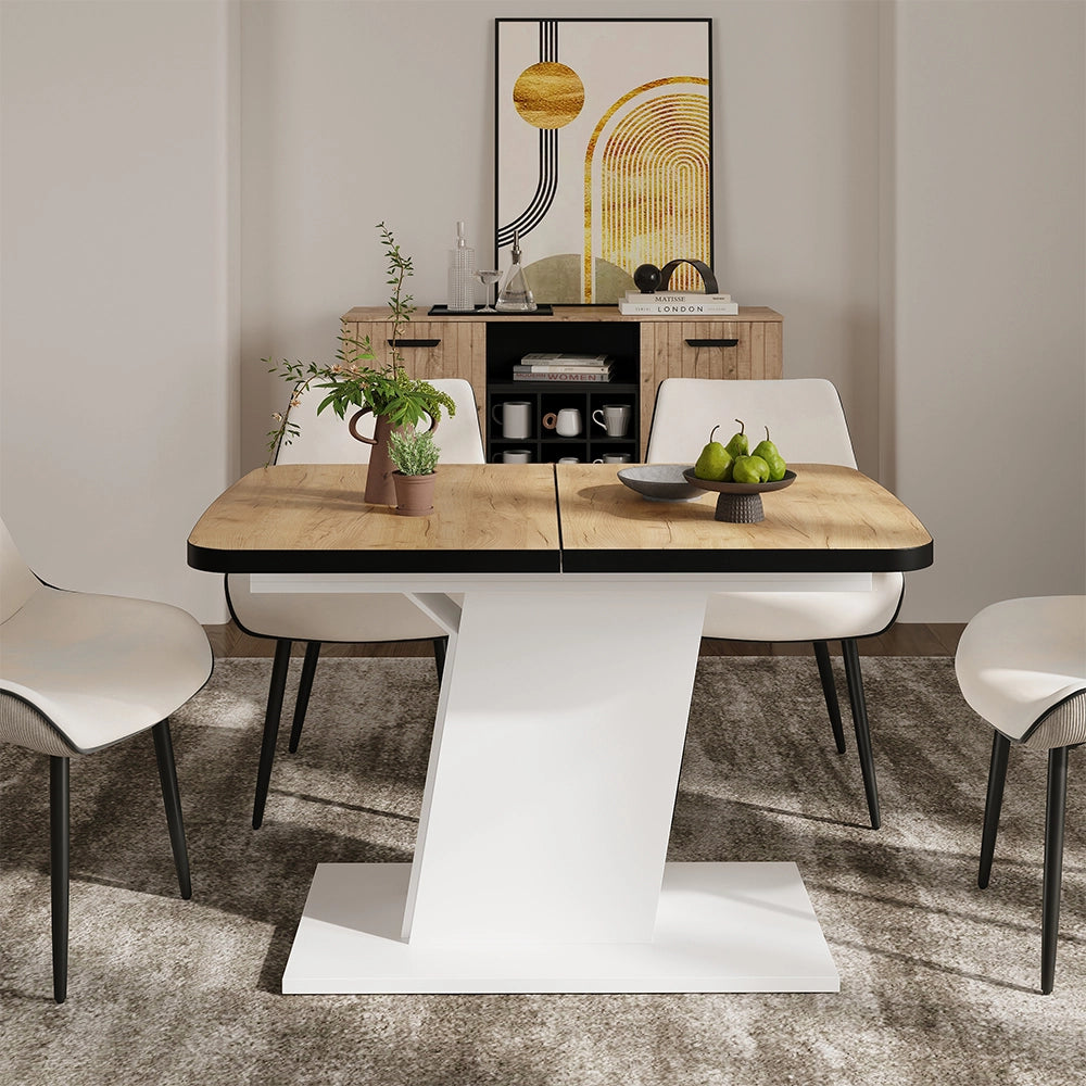 Vicco Tavolo da pranzo Estensibile Nero/Rovere Goldkraft/Bianco 120/160 x 80 cm