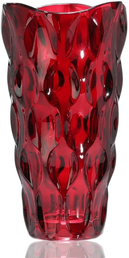 Vaso di vetro per fiori 24 cm, peso 3,4 lbs, vaso pesante per tulipani - Regali per madri per compleanni, idee regalo per madri Vaso di vetro per fiori Vaso di vetro trasparente Decorativo per matrimoni (rosso)