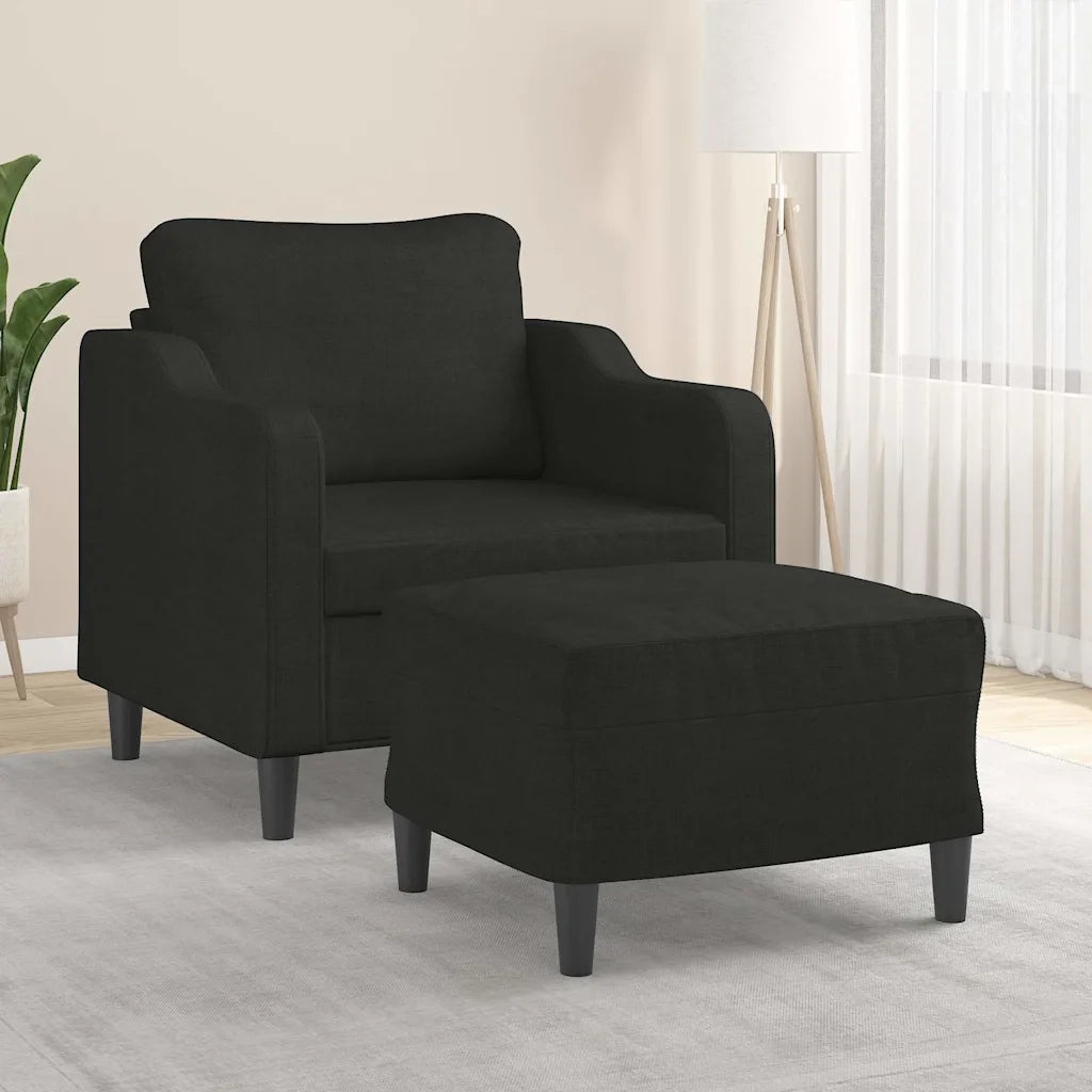 Poltrona | Sedia Relax con Poggiapiedi Nero 60 cm in Tessuto