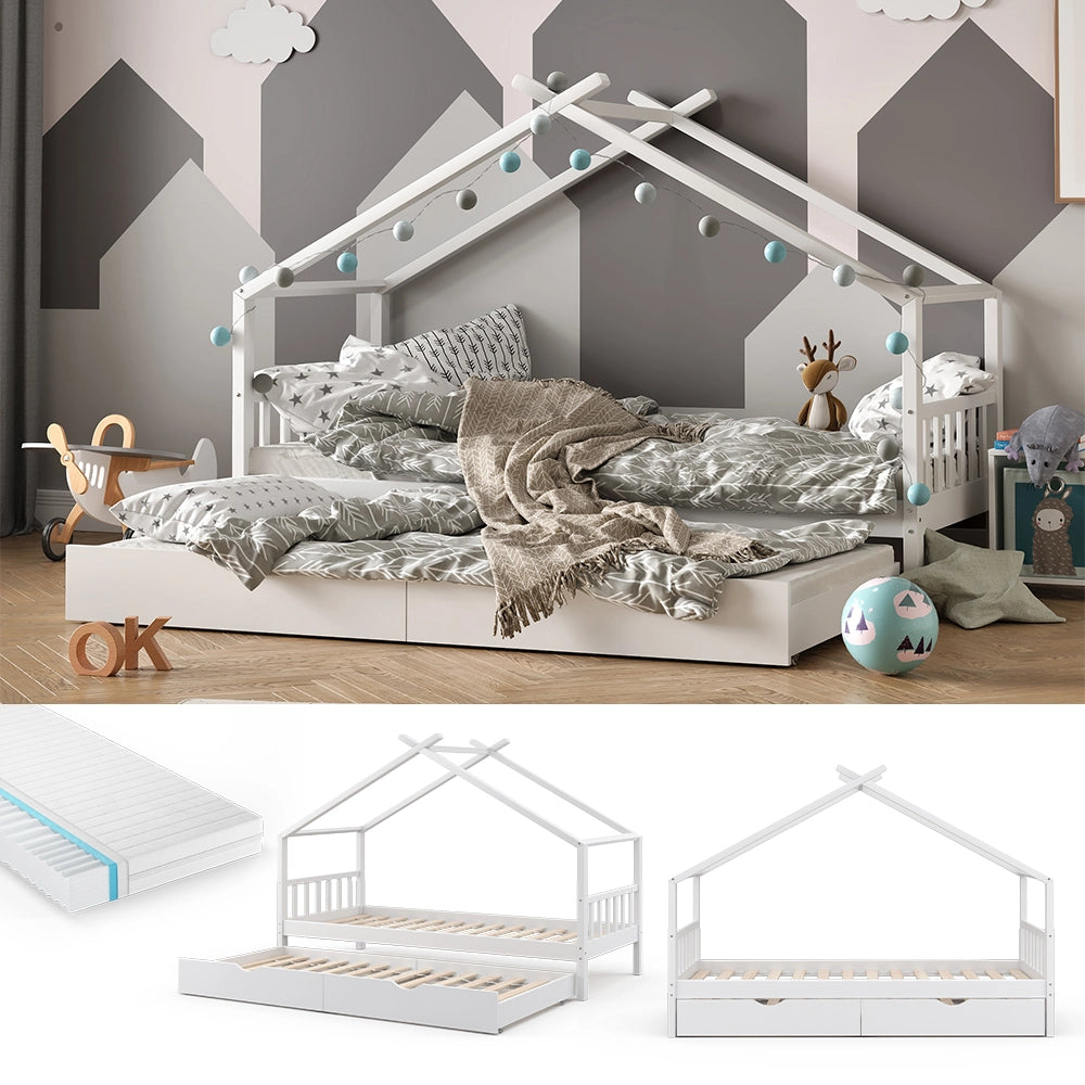 Vitalispa Letto da casa Bianco 90x200 cm con letto per ospiti e materasso