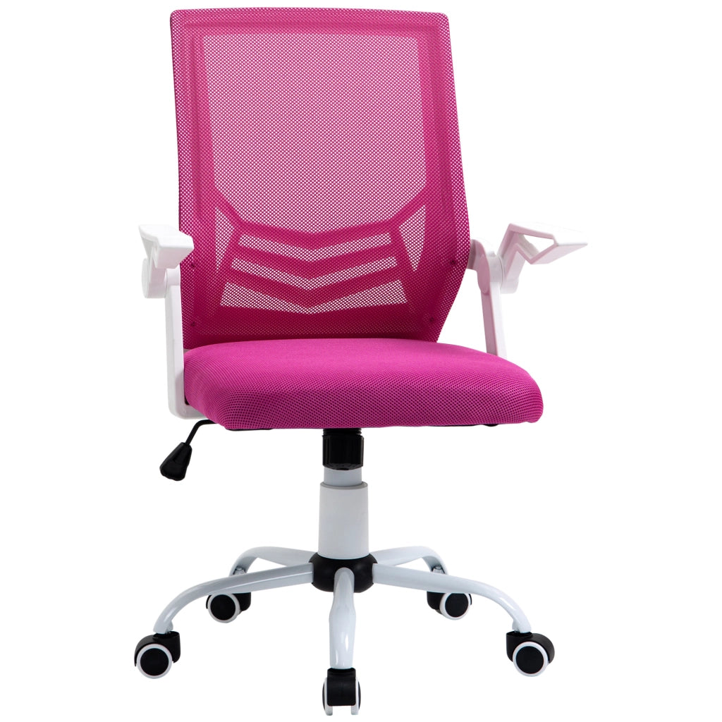 Sedia da Ufficio Ergonomica con Supporto Lombare, Braccioli Pieghevoli, Sedia da Scrivania Girevole in Rete Traspirante con Schienale Reclinabile e Altezza Regolabile, Capacit¨¤ 120kg, Rosa
