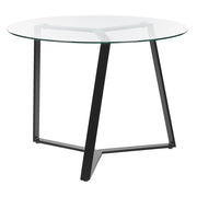 Tavolo da pranzo Gambe in metallo Nero Piano rotondo in vetro temperato 100 cm Capacità 4 persone Design moderno