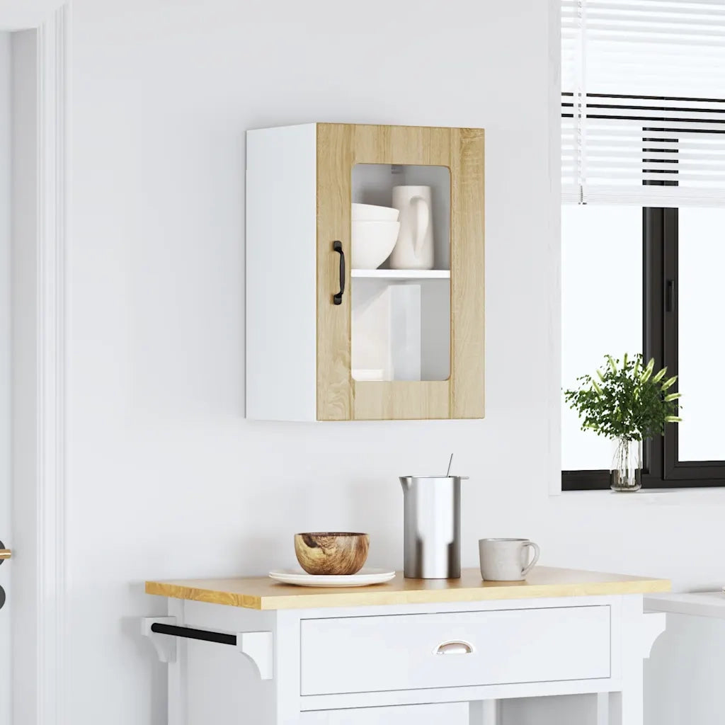 vidaXL Pensile da Cucina con Porta in Vetro Lucca Rovere Sonoma