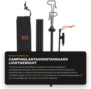 Lanterna Portatile con Stabilizzatore di Altezza - Flessibilità di Altezza 66,5-187 cm - Asta Ripiegabile - Sostegno Multifunzionale per Lanterne - Materiale Duraturo in Alluminio - Montaggio Facile - Base per Lanterna