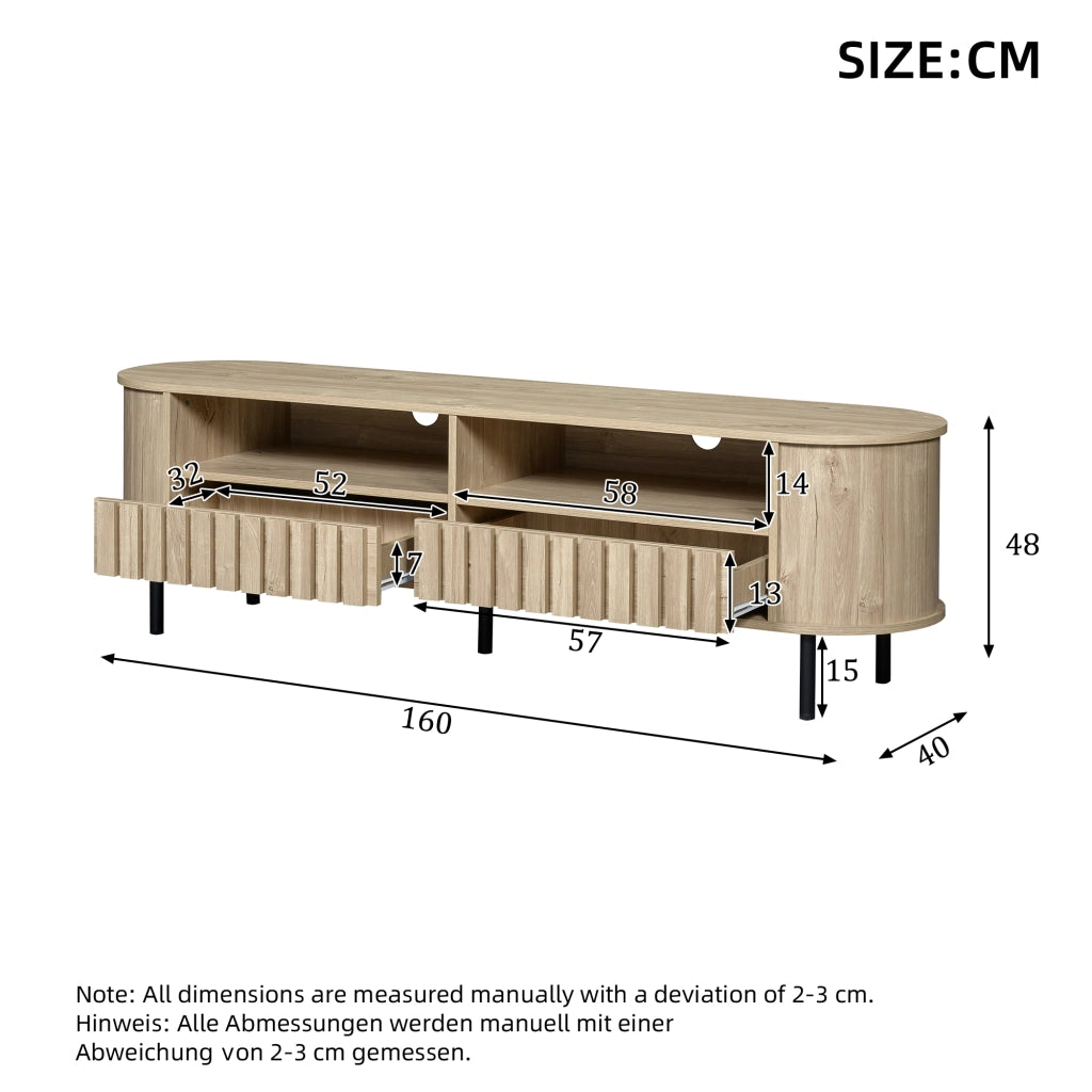 Mobile TV Lowboard ¨C MINIMAL ¨C Naturale, MDF, 2 Ante, 2 Cassetti, 160x40x48 cm