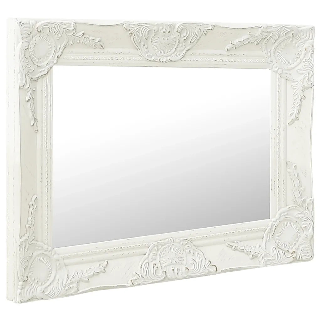 Specchio da Parete | Specchio decorativo Stile Barocco 50x40 cm Bianco