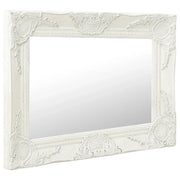 Specchio da Parete | Specchio decorativo Stile Barocco 50x40 cm Bianco