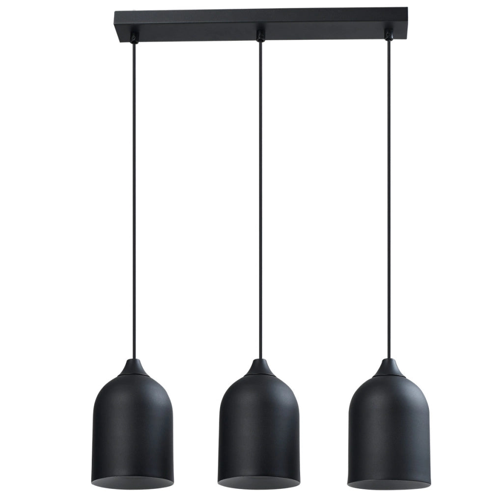 Lampada a sospensione nera metallo 46cm 3xGU10 Nilo