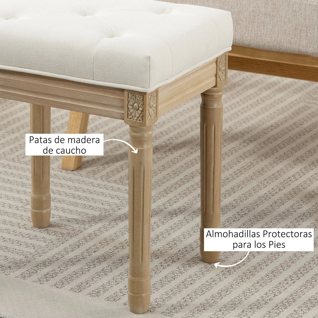 Pouf ¨C zephmum ¨C Beige, Lino Sint¨¦tico, Gambe in Legno