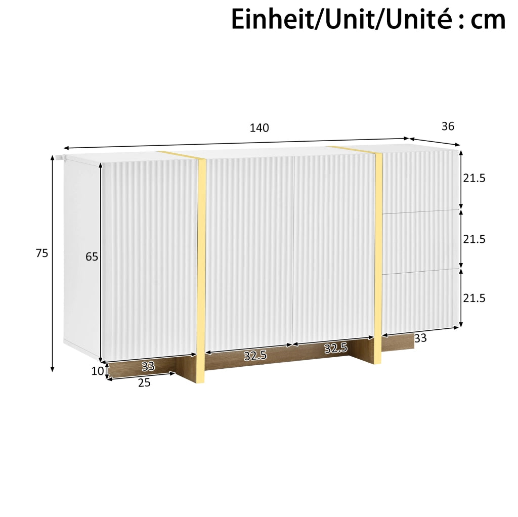 Set mobile TV e sideboard bianco con frontali a rilievo HOMVRA