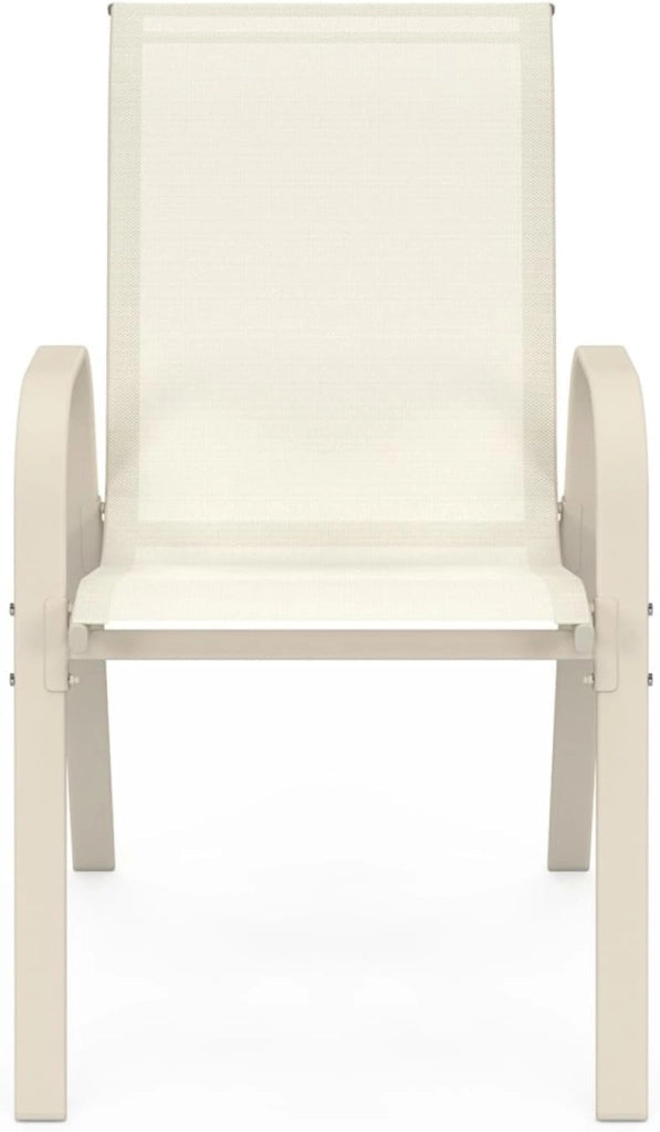 Set di 6 sedie da giardino impilabili LYMA in metallo e textilene in beige