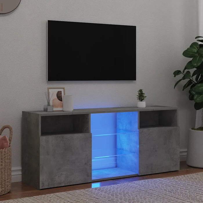 Mobile Porta TV con Luci LED Grigio Cemento 120x30x50 cm