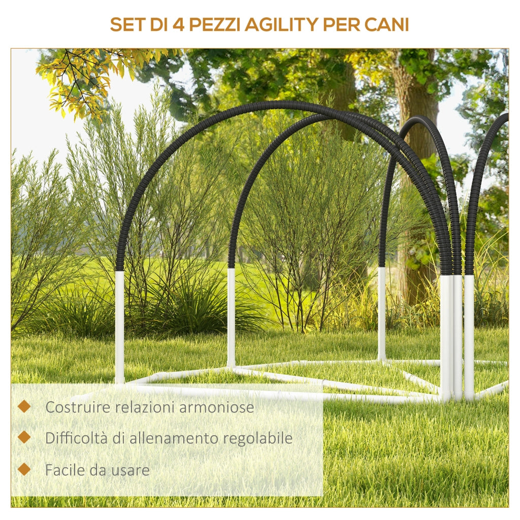 Set per cani 4 pezzi con picchetti e borsa ¨C zephmum ¨C 89x69x99 cm, bianco e nero