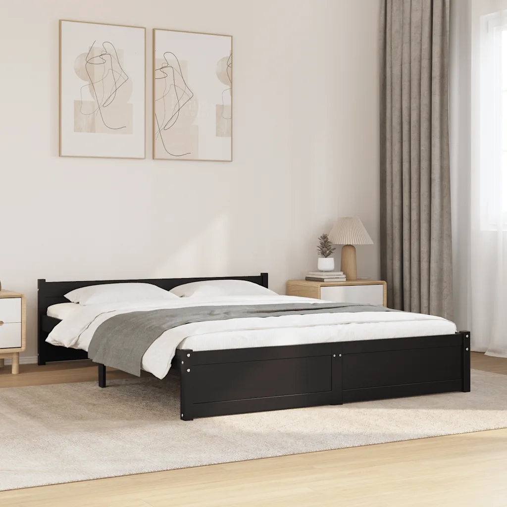 Giroletto Nero in Legno Massello 150x200 cm King Size 815053