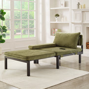 DIVANO LETTO pieghevole singolo 98x82x16 cm Velluto Verde USB Type-C