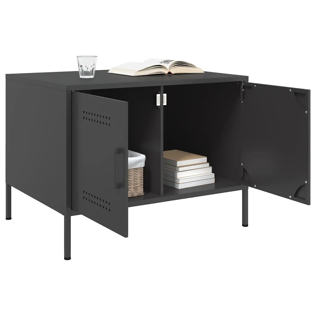 Tavolino da Salotto Nero 68x50x50,5 cm in Acciaio
