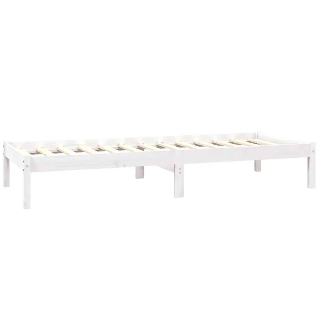 Giroletto-Struttura Letto in Legno Massello Bianco 75x190 cm Small Single 747447