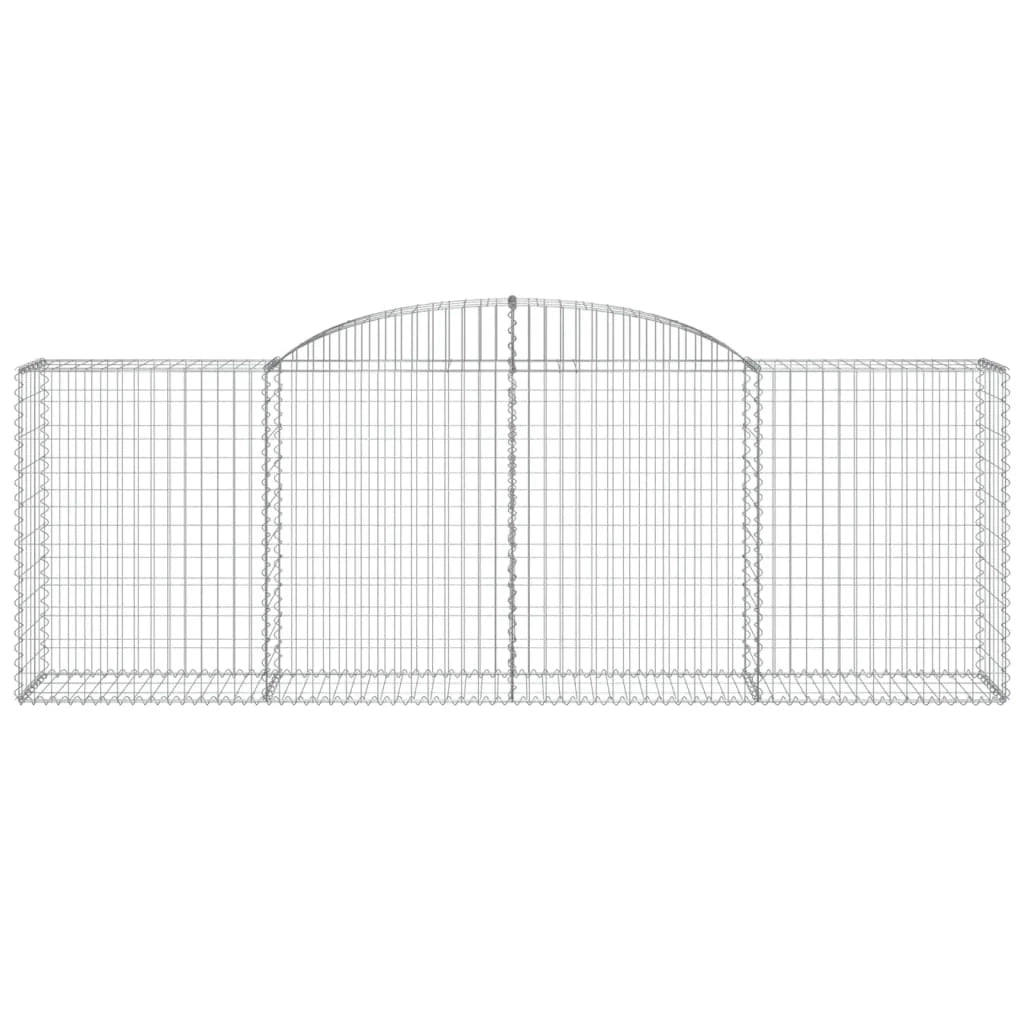 Cestini gabbioni recinzione a gabbia muro di contenimento ad arco 7 pezzi 300 x 50 x 100/120 cm ferro zincato argento 02_0041107