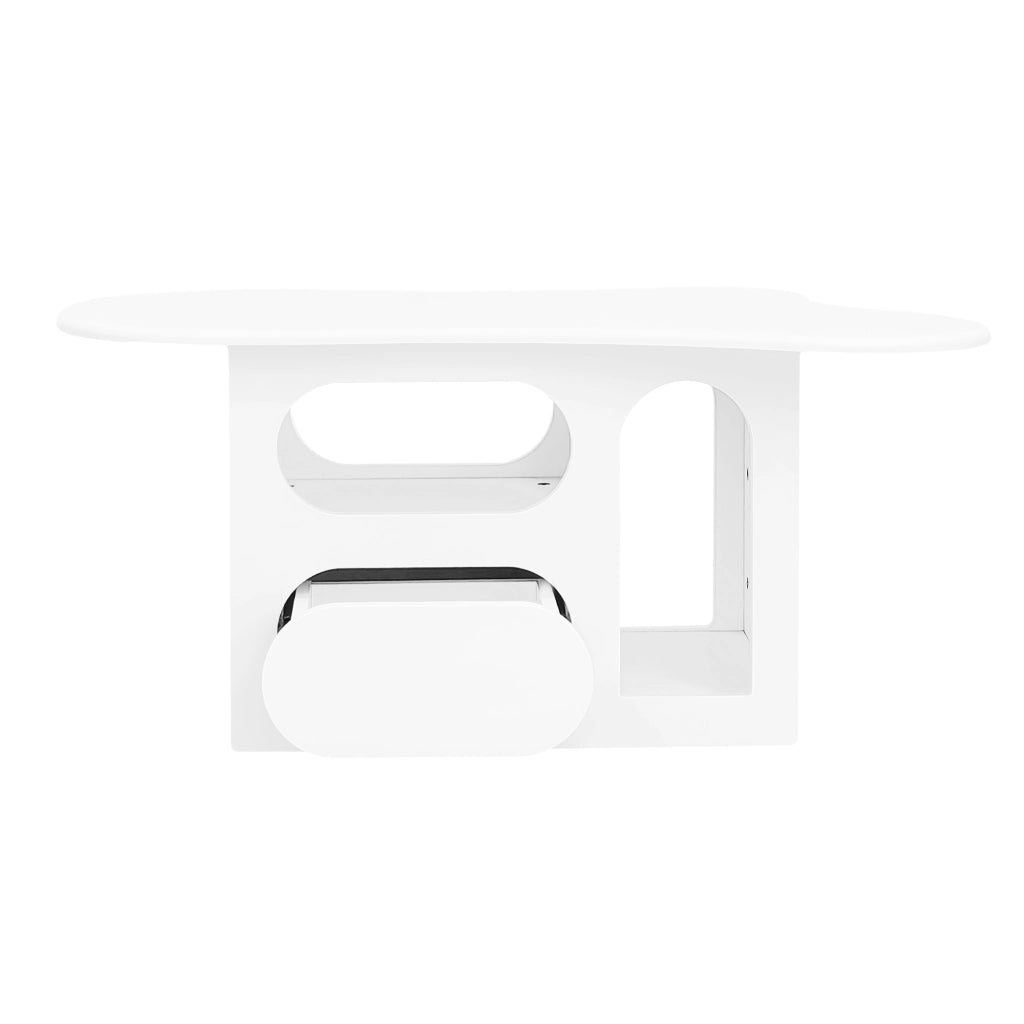 TAVOLINO DA SALOTTO 97x45x43,5 cm Bianco con Cassetti e Vani Aperti
