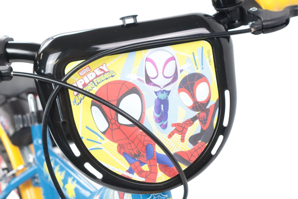 Bicicletta per Bambini 16" Marvel Spidey Freni Caliper e Stabilizzatori in Acciaio Hi-Ten Azzurro