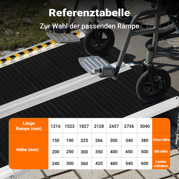 Rampa a valigia per sedia a rotelle, pieghevole mobile antiscivolo, in alluminio 183cm 270kg