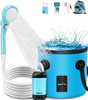 Doccia Portatile per Camping all'Aperto con Batteria Ricaricabile 4500 mAh - Doccia Mobili Outdoor con Doccia a Manubrio e Tubo per Viaggi in Campeggio Giardino Auto Lavaggio