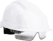 Elmetto di sicurezza con occhiali integrati e visiera - Elmetto rigido (bianco) .