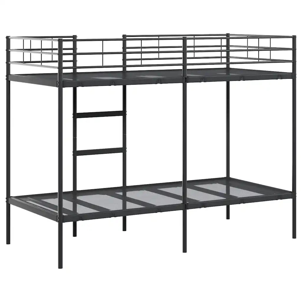 Letto a Castello senza Materasso-Struttura Letto a Castello Nero 100x190 cm in Acciaio