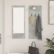 vidaXL Appendiabiti a muro con specchio Grigio cemento 70 x 10 x 90 cm