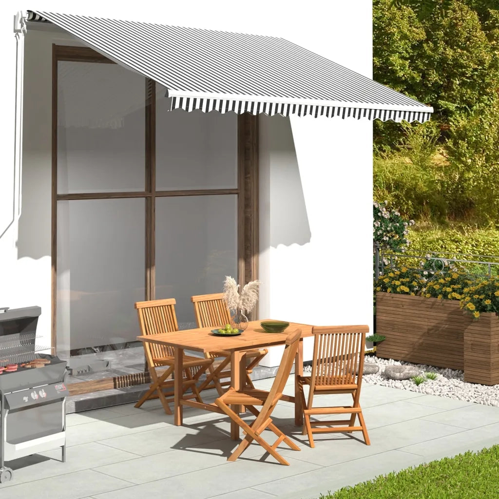 Tessuto Ricambio per Tenda da Sole Antracite e Bianco 3,5x2,5 m 311986