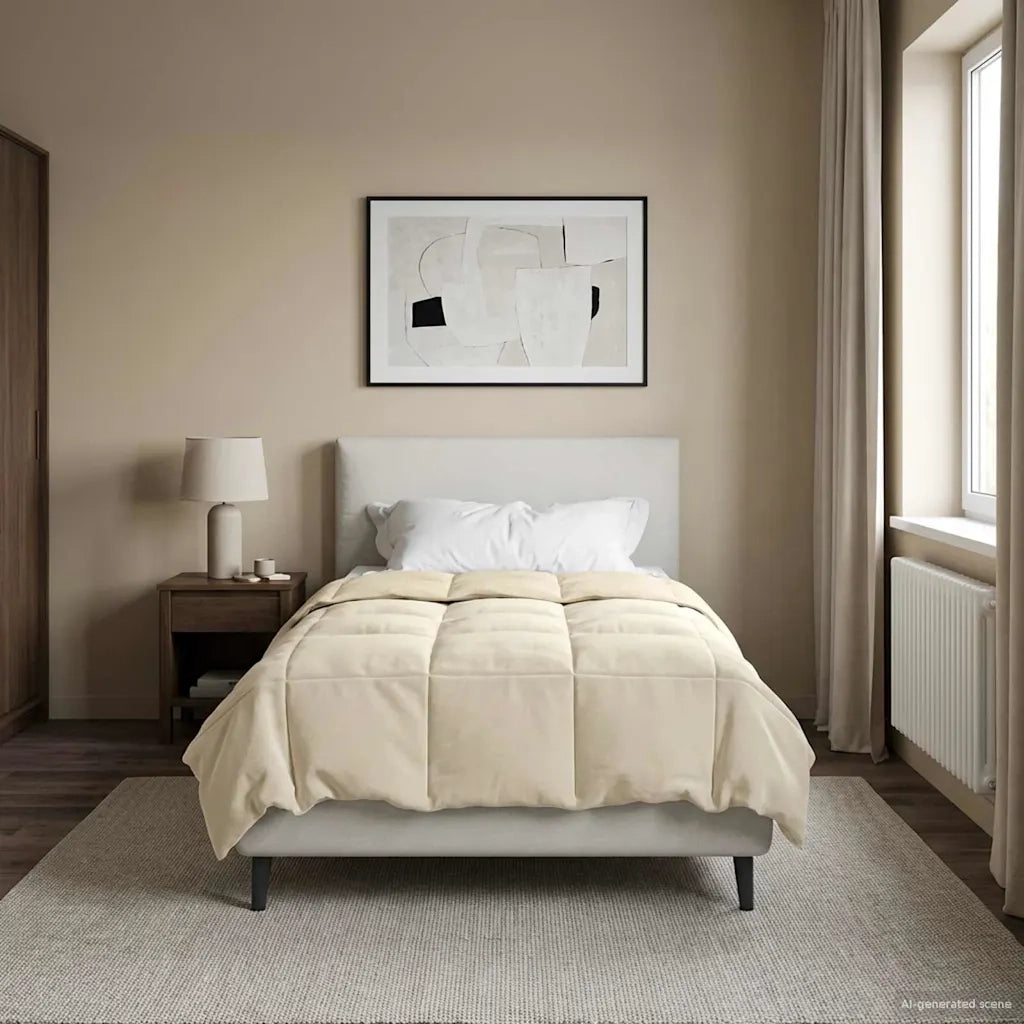 Duvet Estivo Trapuntato Crema 140 x 220 cm Microfibra 42025983