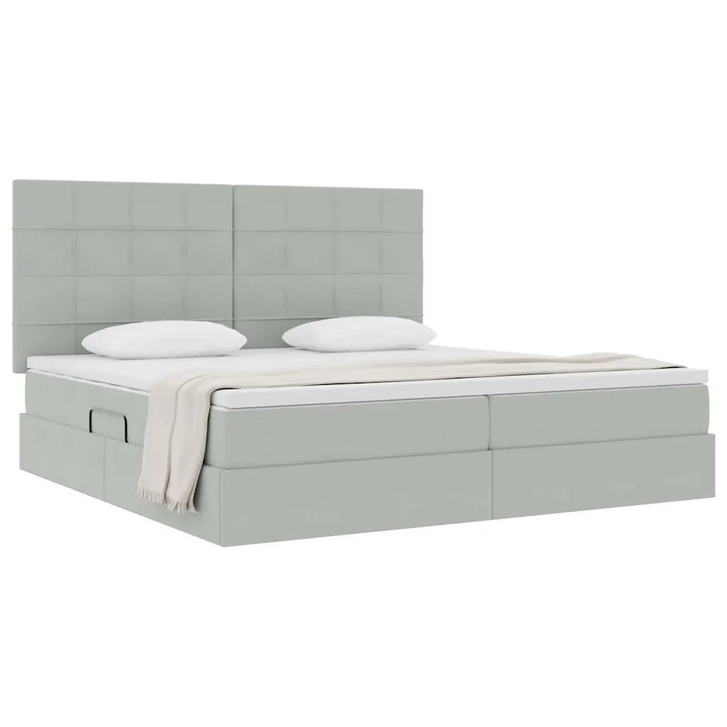 Letto con contenitore e materasso Grigio chiaro 200 x 200 cm