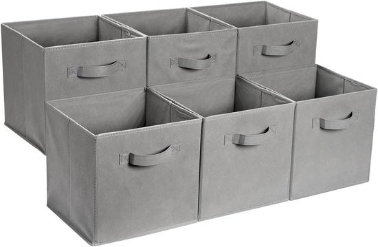 Opacchiabile contenitore di stoffa pieghevole con maniglia, 26,6 x 26,6 x 27,9 cm, set di 6
