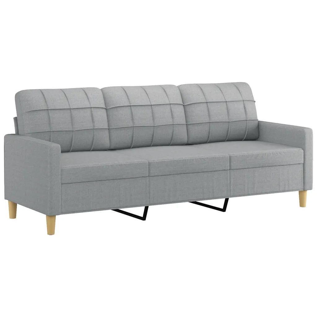 Divano a 3 Posti Grigio Chiaro 180 cm in Tessuto