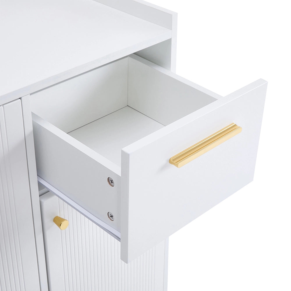 Armoire ?? chaussures avec tiroirs - Xylo - L130xP37xH100 - Blanc - Pieds en m??tal
