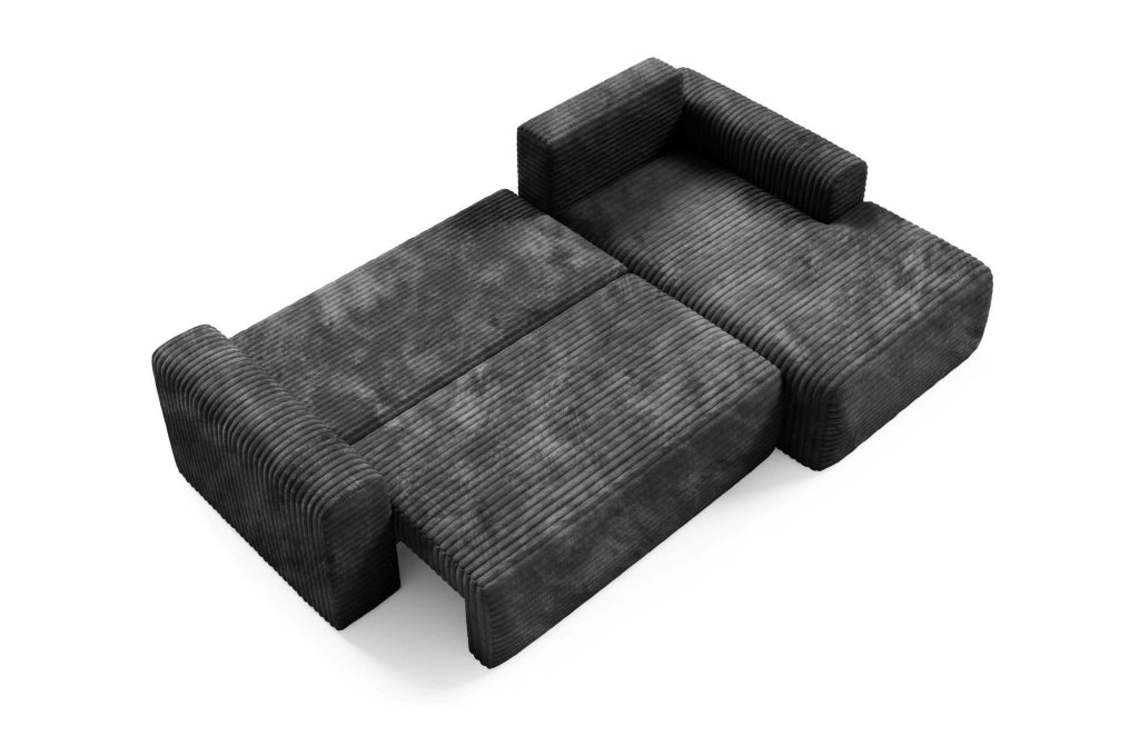 Folgarida, Divano Letto con Penisola Contenitore, 268x163 cm Nero