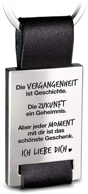 Sleutelhanger con incisione in pelle - Ti amo sleutelhanger per partner - Amica regalo Amicizia d'amore - Ogni momento con te è il regalo più bello.