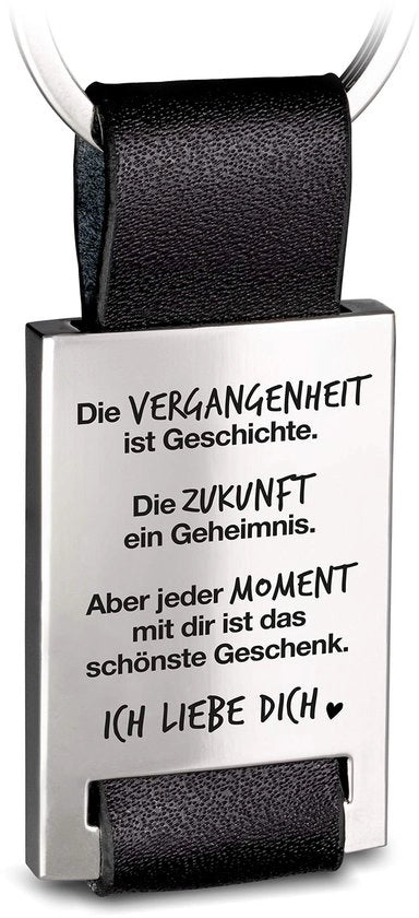 Sleutelhanger con incisione in pelle - Ti amo sleutelhanger per partner - Amica regalo Amicizia d'amore - Ogni momento con te è il regalo più bello.