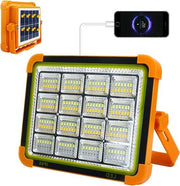 Spotlight Solare 100W con Batteria Portatile Luminaria da Campo - 4 Modalità Luce per Zona Solare Spotlights - Garage Camping Pesca Emergenza Siti di Costruzione