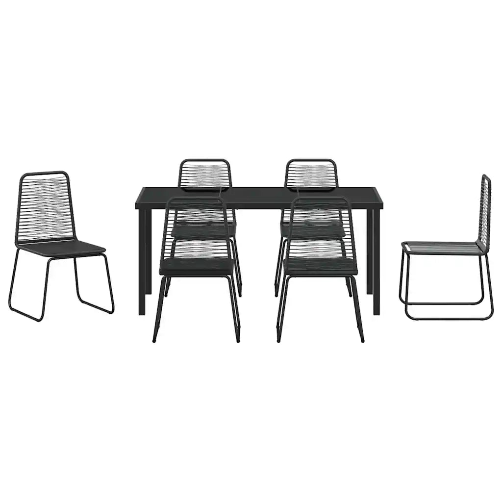 Set da Pranzo per Giardino 7 pcs Nero 3379391