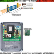 CENTRALE CTR18 PM-5000 GESTISCE MOTORE 220 V 1 CAVALLO CANCELLO SCORREVOLE CON SCHEDA RADIO CARTELLO SECURVERA E CONTENITORE