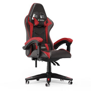 Sedia da gioco,  Sedia da gioco ergonomica, altezza regolabile, schienale reclinabile, braccioli e poggiatesta, nero e rosso