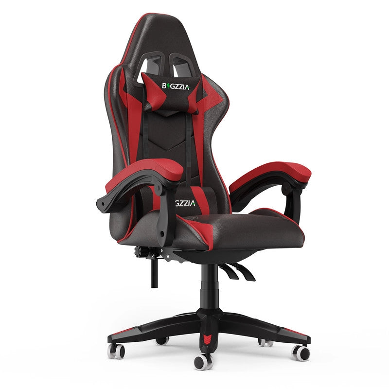 Sedia da gioco,  Sedia da gioco ergonomica, altezza regolabile, schienale reclinabile, braccioli e poggiatesta, nero e rosso