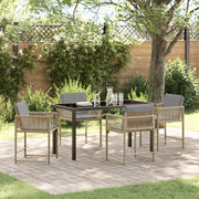 Set da Pranzo da Giardino 5 Pezzi con Cuscini Beige Rattan Sintetico